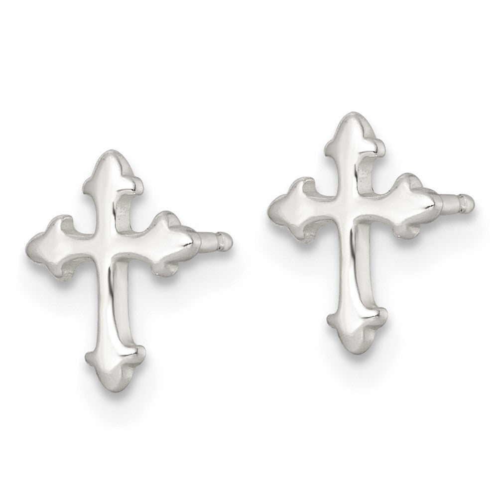Sterling Silver Polished Cross Children's Earring/necklace Set