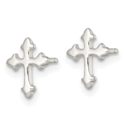 Sterling Silver Polished Cross Children's Earring/necklace Set