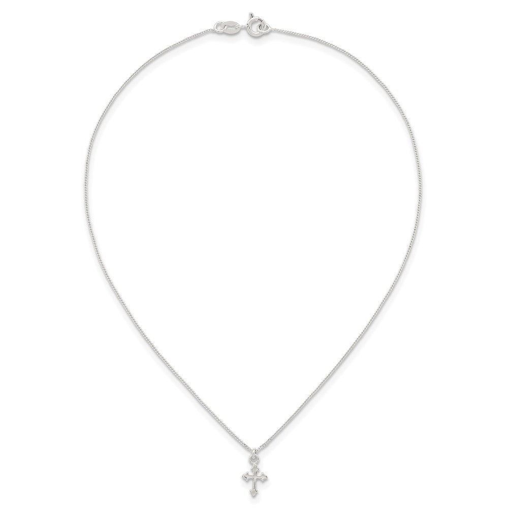 Sterling Silver Polished Cross Children's Earring/necklace Set