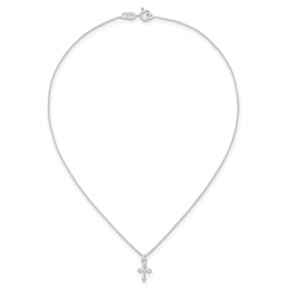 Sterling Silver Polished Cross Children's Earring/necklace Set