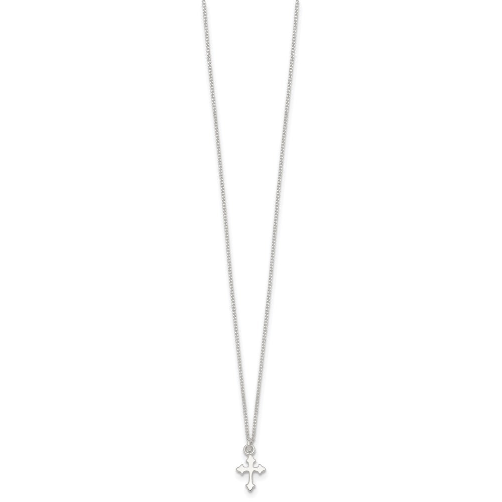 Sterling Silver Polished Cross Children's Earring/necklace Set