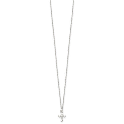Sterling Silver Polished Cross Children's Earring/necklace Set
