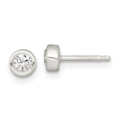 Sterling Silver CZ Kids Post Earring and Necklace Set