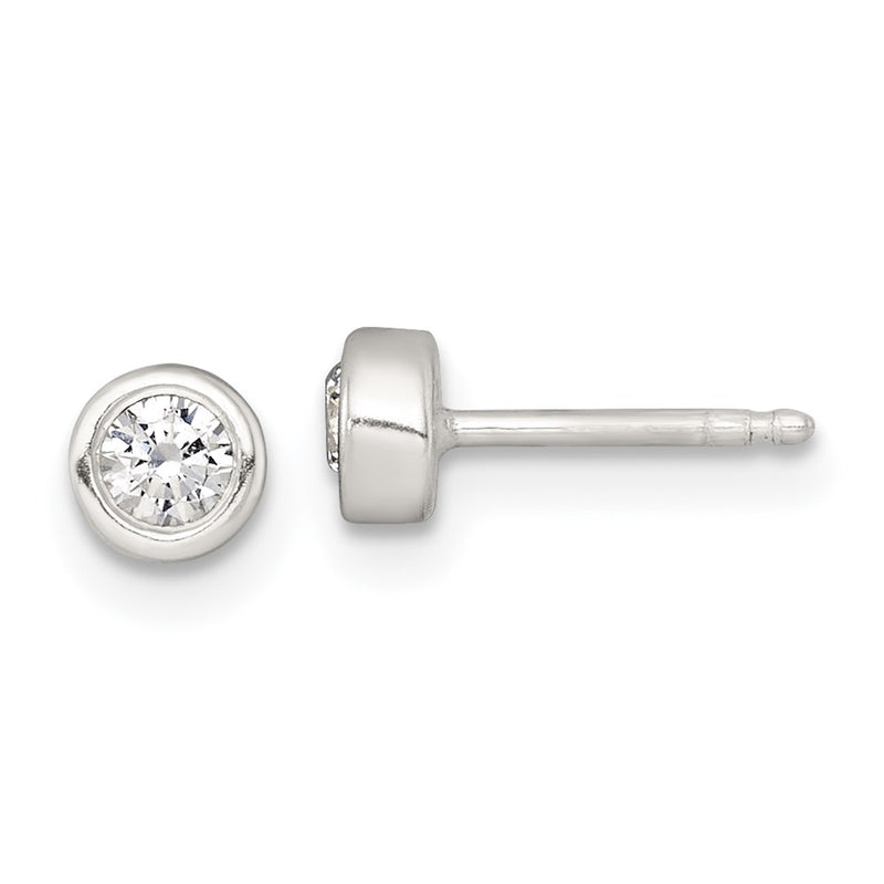 Sterling Silver CZ Kids Post Earring and Necklace Set