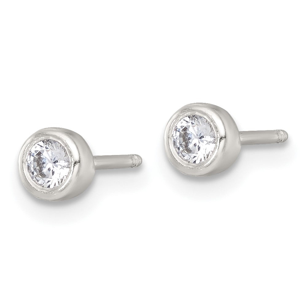 Sterling Silver CZ Kids Post Earring and Necklace Set