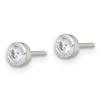 Sterling Silver CZ Kids Post Earring and Necklace Set