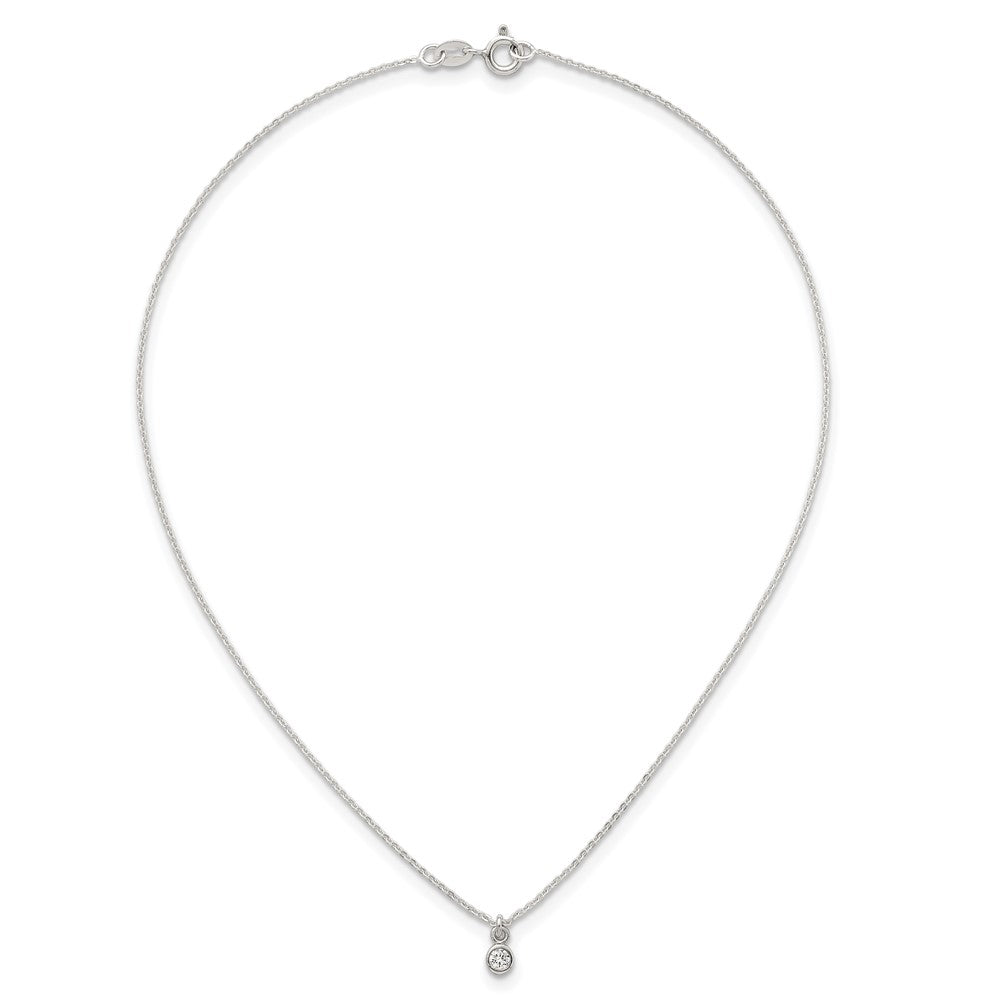 Sterling Silver CZ Kids Post Earring and Necklace Set