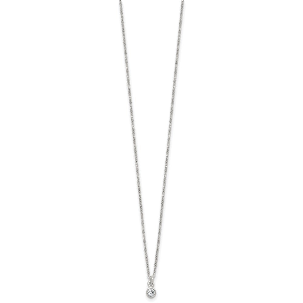 Sterling Silver CZ Kids Post Earring and Necklace Set