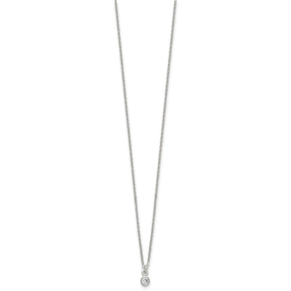 Sterling Silver CZ Kids Post Earring and Necklace Set
