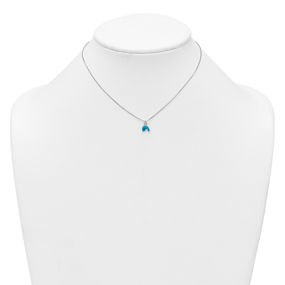 Sterling Silver Polished Enameled Dolphin Children's Post Earrings and Necklace Set