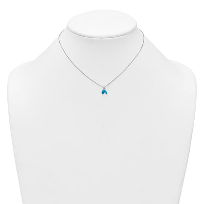 Sterling Silver Polished Enameled Dolphin Children's Post Earrings and Necklace Set