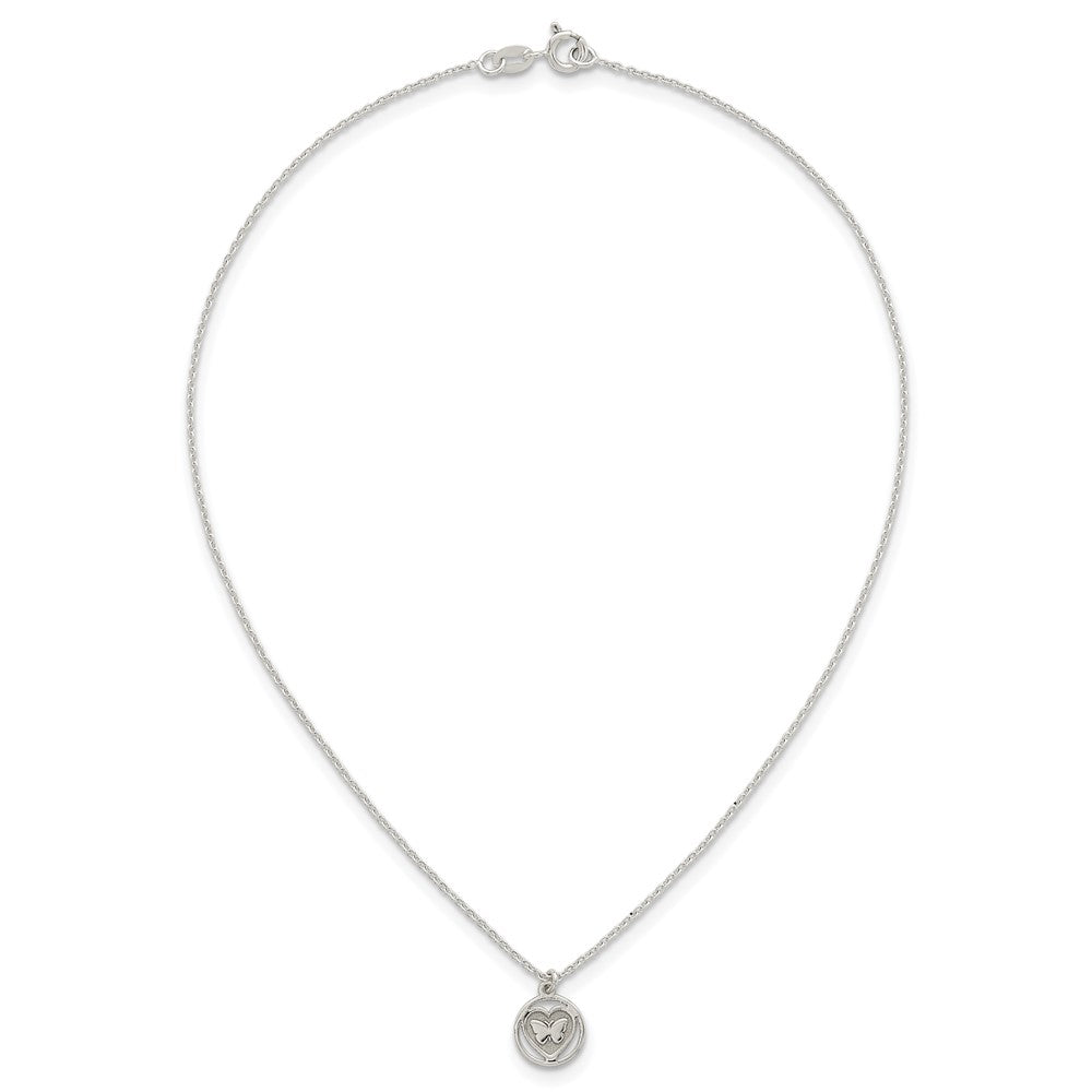 Sterling Silver Butterfly Heart Children's Post Earring and Necklace Set