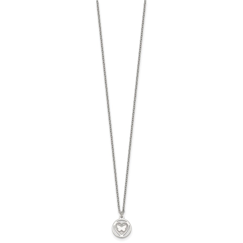 Sterling Silver Butterfly Heart Children's Post Earring and Necklace Set