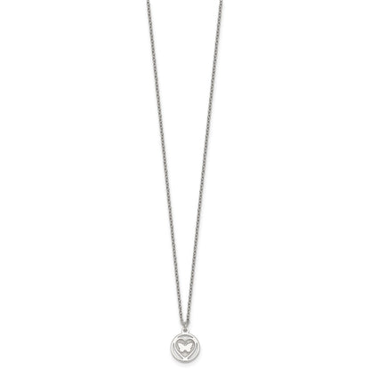 Sterling Silver Butterfly Heart Children's Post Earring and Necklace Set