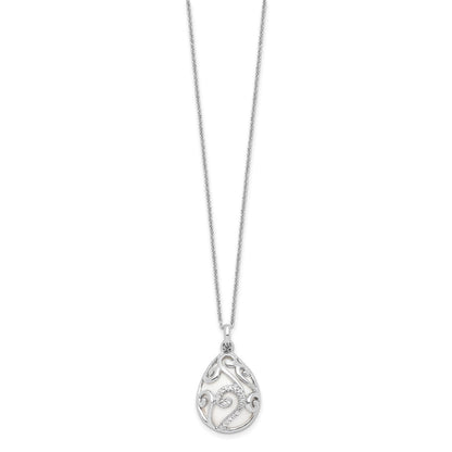 Sterling Silver Sentimental Expressions Rhodium-Plated White Agate Cz Dew Of Heaven 18In Necklace