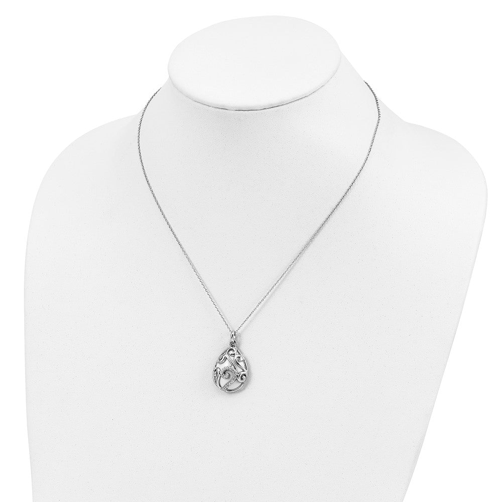 Sterling Silver Sentimental Expressions Rhodium-Plated White Agate Cz Dew Of Heaven 18In Necklace