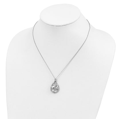 Sterling Silver Sentimental Expressions Rhodium-Plated White Agate Cz Dew Of Heaven 18In Necklace