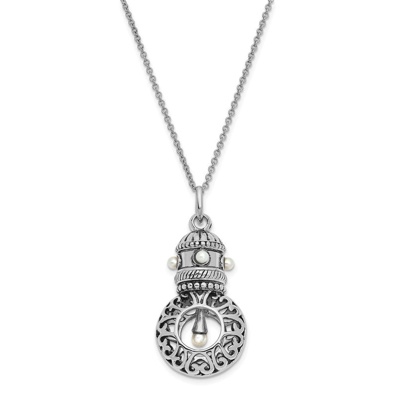 Sterling Silver Sentimental Expressions Rhodium-Plated Antiqued Fw Cultured Pearls Of Wisdom 18In Necklace