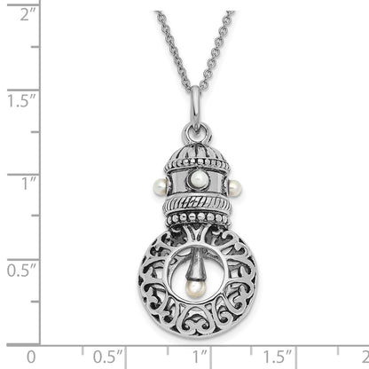 Sterling Silver Sentimental Expressions Rhodium-Plated Antiqued Fw Cultured Pearls Of Wisdom 18In Necklace