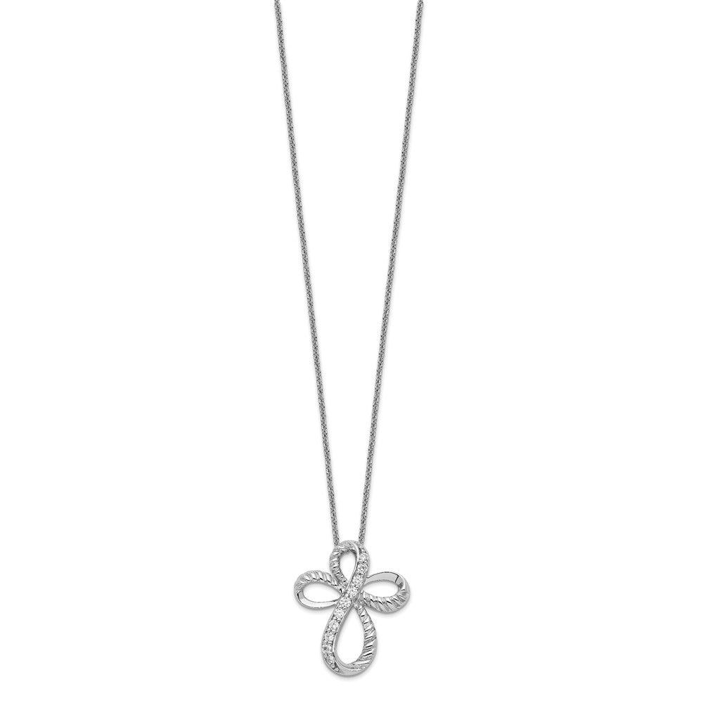 Sterling Silver Sentimental Expressions Rhodium-Plated Cz Endless Hope 18In Cross Necklace