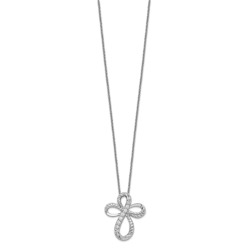 Sterling Silver Sentimental Expressions Rhodium-Plated Cz Endless Hope 18In Cross Necklace