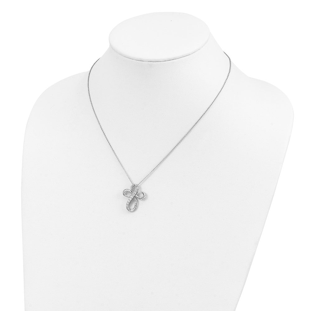 Sterling Silver Sentimental Expressions Rhodium-Plated Cz Endless Hope 18In Cross Necklace