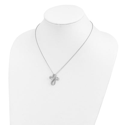 Sterling Silver Sentimental Expressions Rhodium-Plated Cz Endless Hope 18In Cross Necklace