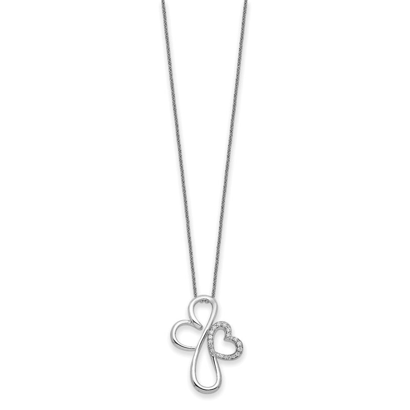 Sterling Silver Sentimental Expressions Rhodium-Plated Cz Everlasting Love 18In Necklace