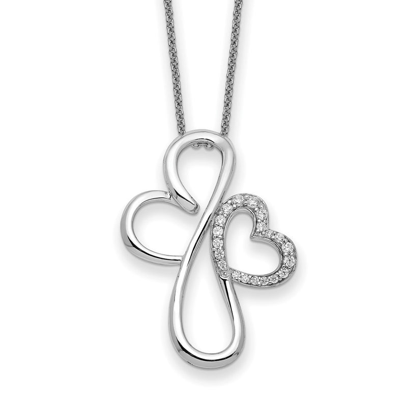 Sterling Silver Sentimental Expressions Rhodium-Plated Cz Everlasting Love 18In Necklace
