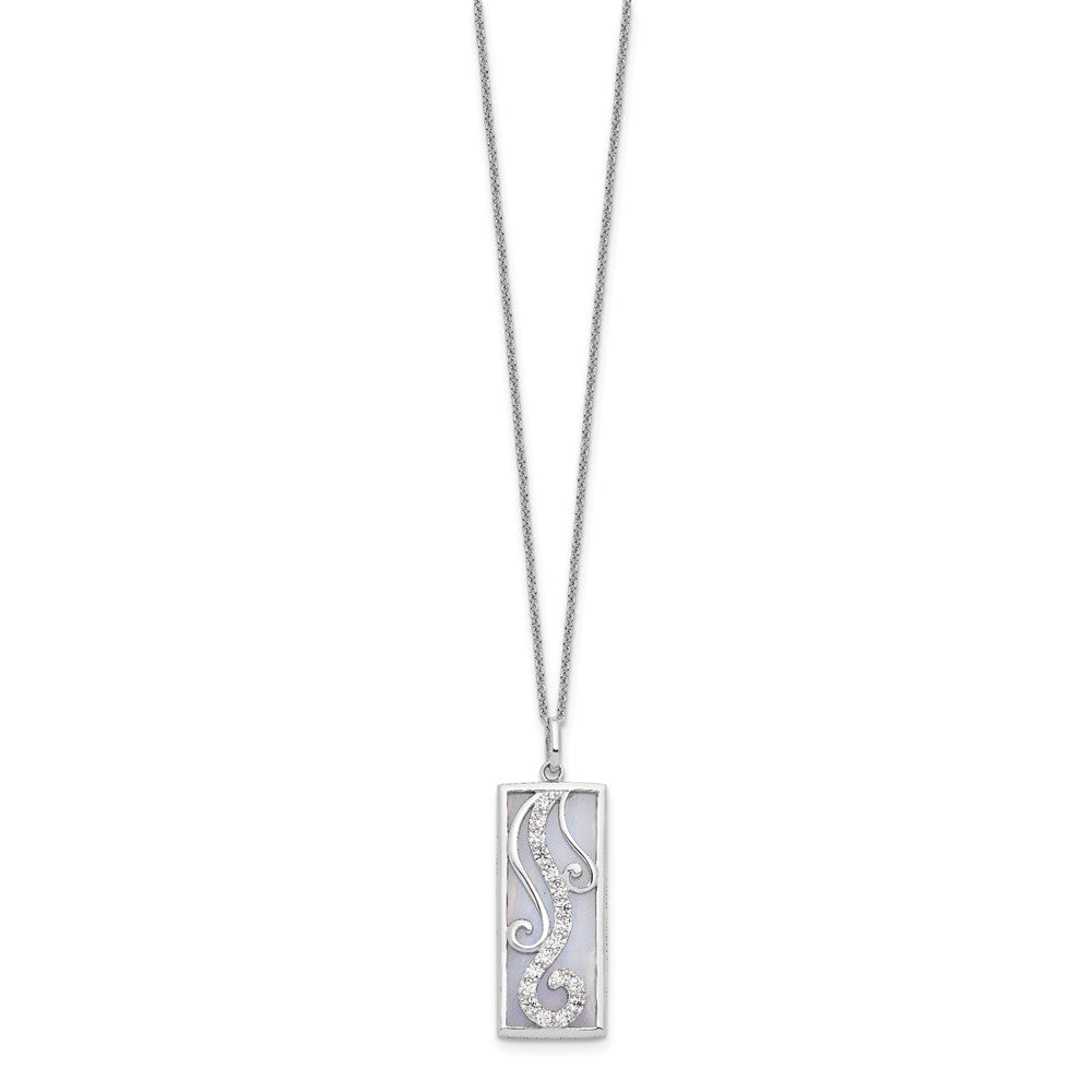 Sterling Silver Sentimental Expressions Rhodium-Plated Blue Lace Agate Cz Living Water 18In Necklace