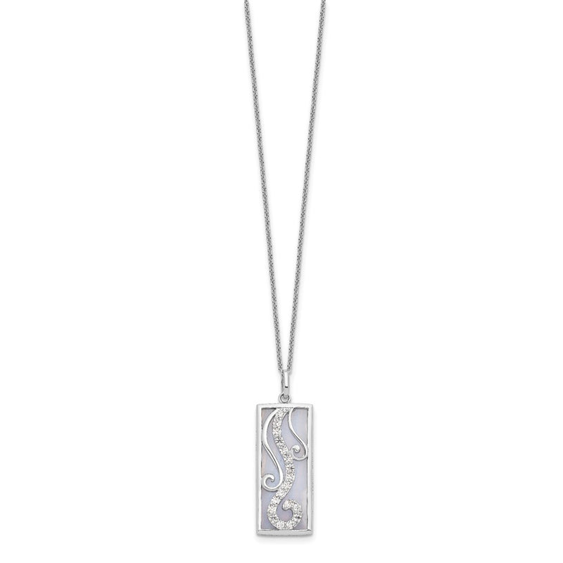 Sterling Silver Sentimental Expressions Rhodium-Plated Blue Lace Agate Cz Living Water 18In Necklace