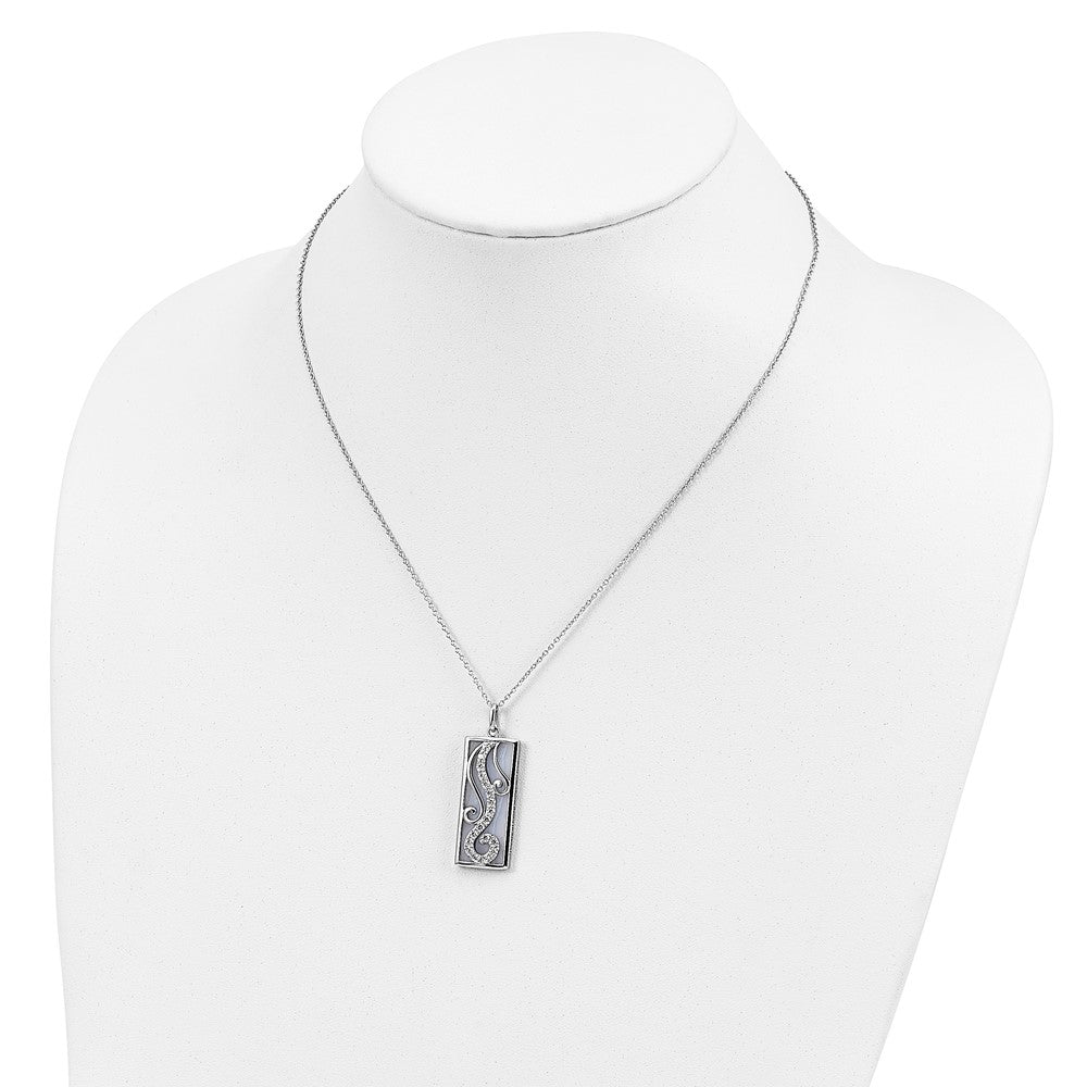 Sterling Silver Sentimental Expressions Rhodium-Plated Blue Lace Agate Cz Living Water 18In Necklace