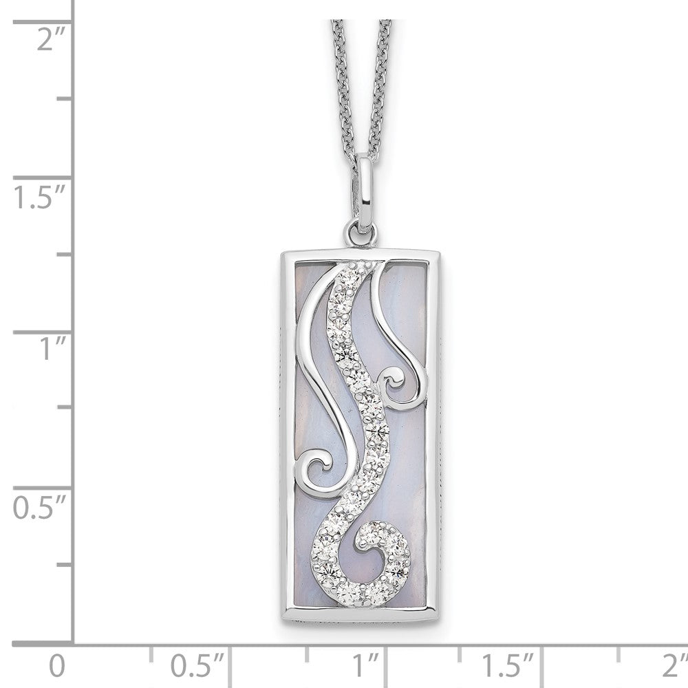 Sterling Silver Sentimental Expressions Rhodium-Plated Blue Lace Agate Cz Living Water 18In Necklace