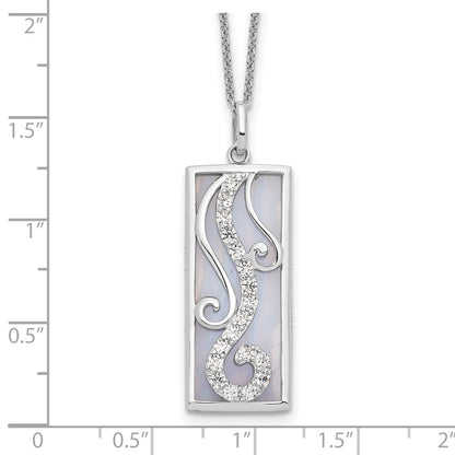Sterling Silver Sentimental Expressions Rhodium-Plated Blue Lace Agate Cz Living Water 18In Necklace