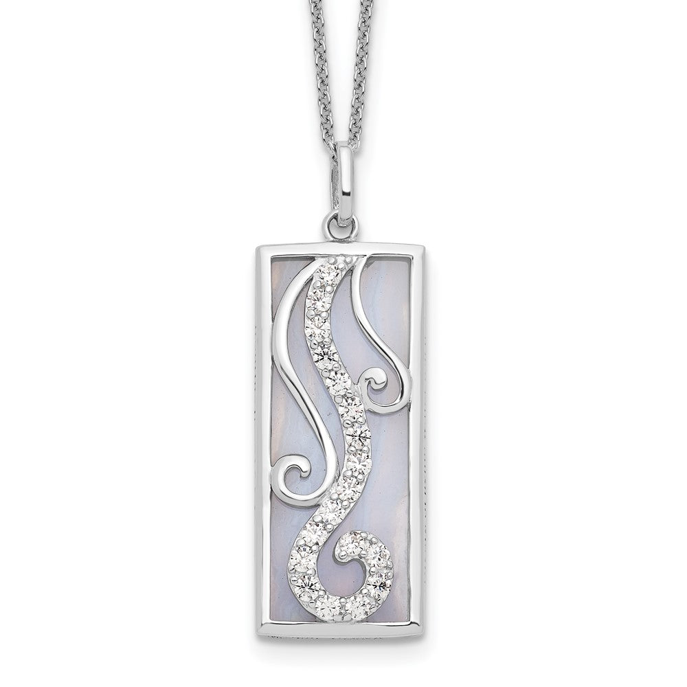 Sterling Silver Sentimental Expressions Rhodium-Plated Blue Lace Agate Cz Living Water 18In Necklace
