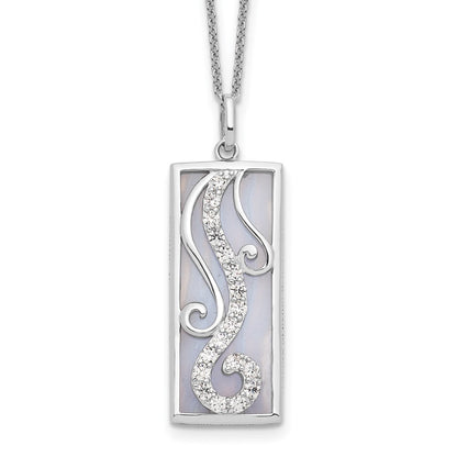 Sterling Silver Sentimental Expressions Rhodium-Plated Blue Lace Agate Cz Living Water 18In Necklace