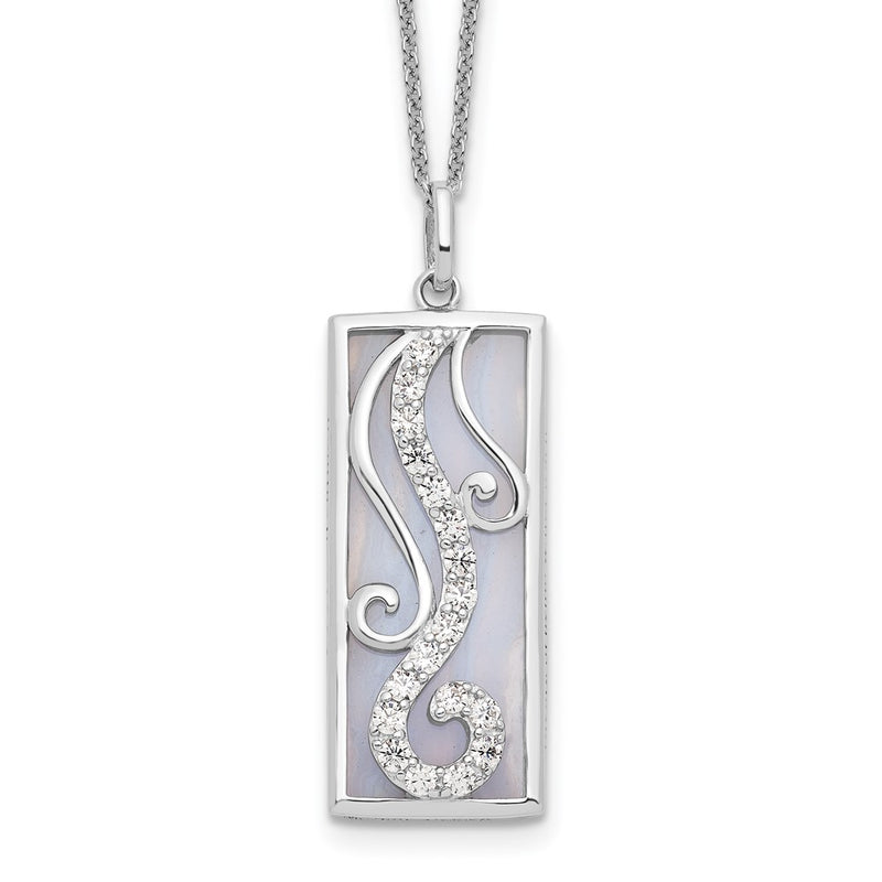 Sterling Silver Sentimental Expressions Rhodium-Plated Blue Lace Agate Cz Living Water 18In Necklace