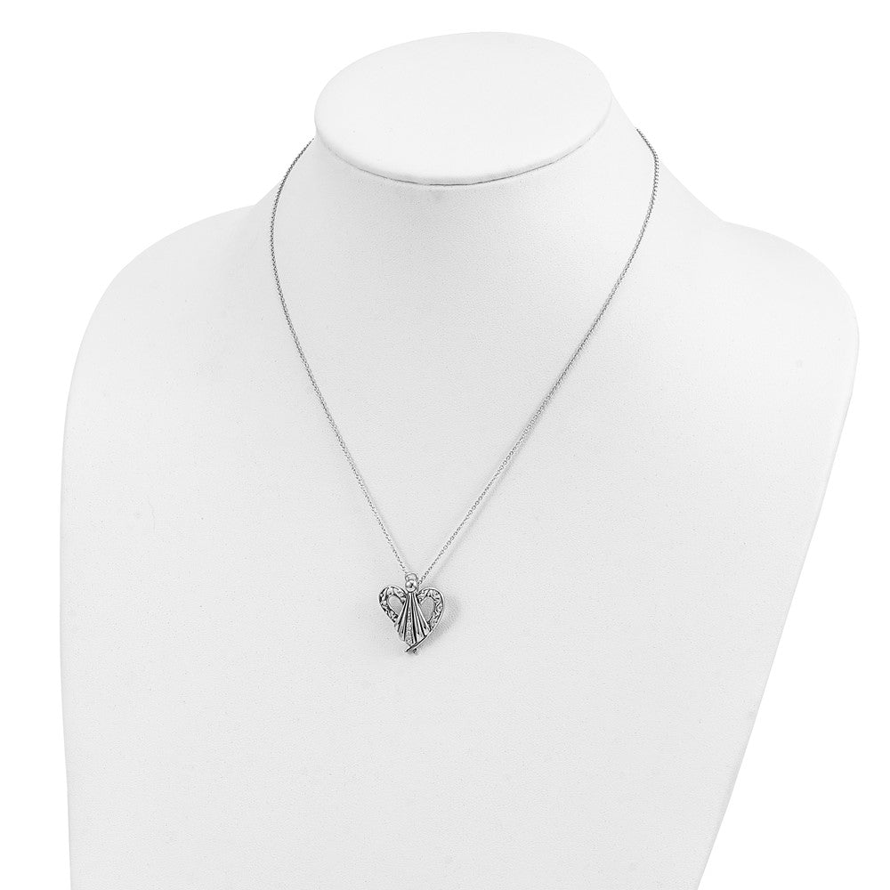 Sterling Silver Sentimental Expressions Rhodium-Plated Cz Antiqued Angel Of Friendship 18In Necklace