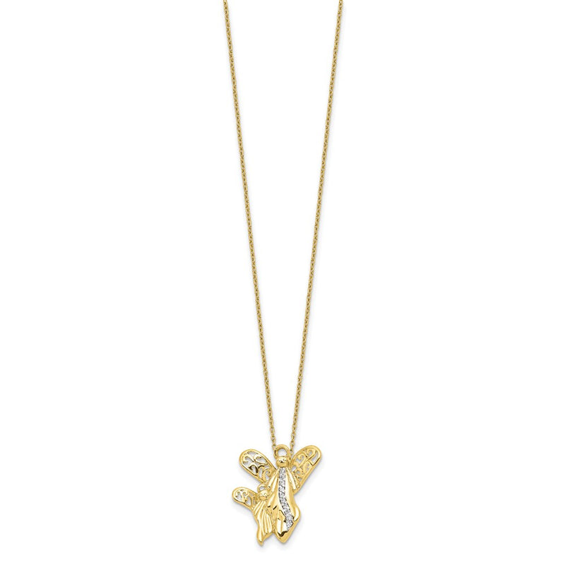 Sterling Silver Sentimental Expressions Gold-Plated Cz Angel Of Motherhood 18In Necklace