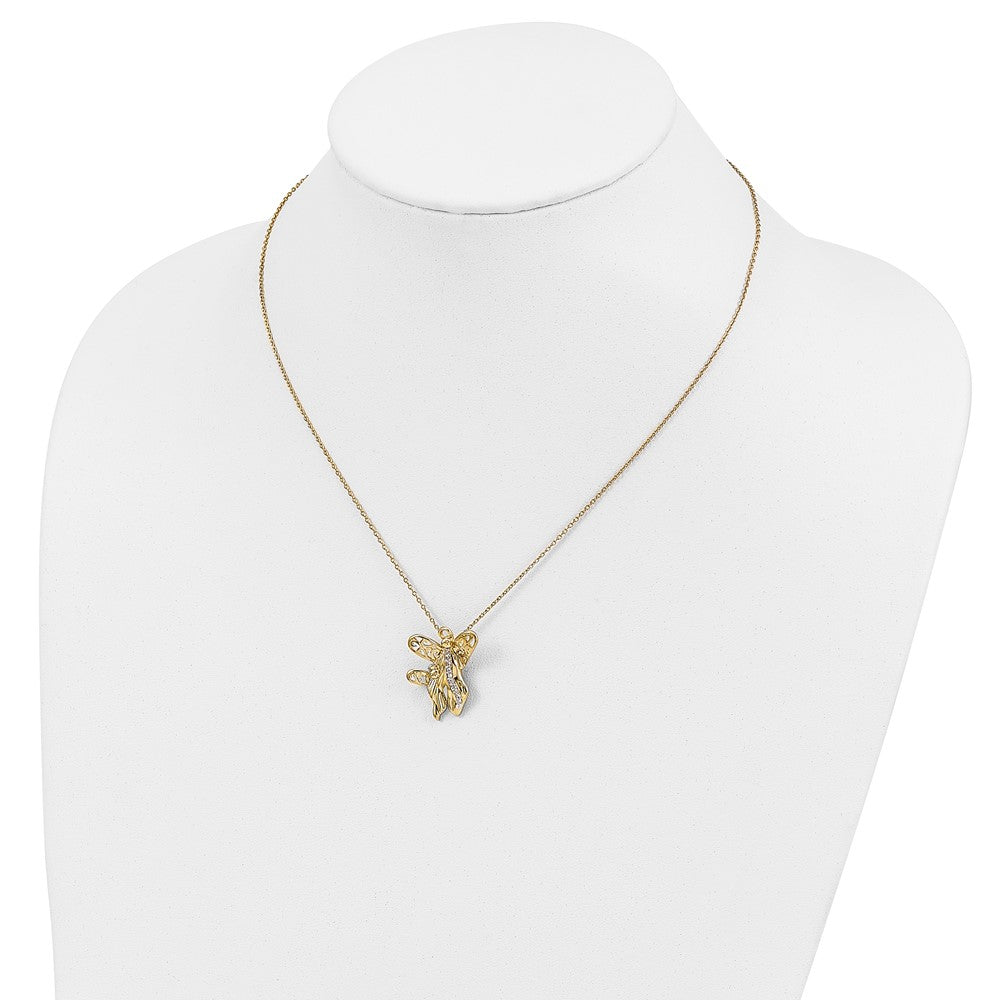 Sterling Silver Sentimental Expressions Gold-Plated Cz Angel Of Motherhood 18In Necklace