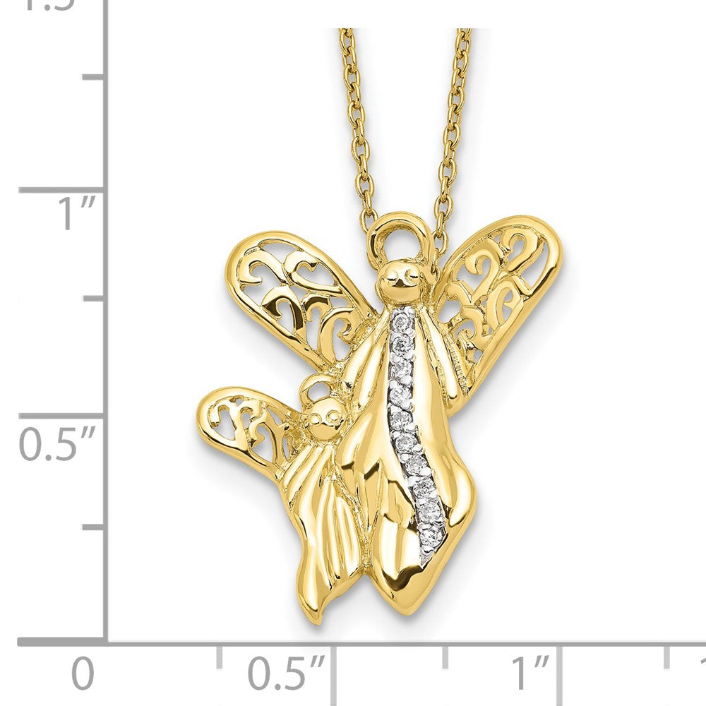 Sterling Silver Sentimental Expressions Gold-Plated Cz Angel Of Motherhood 18In Necklace