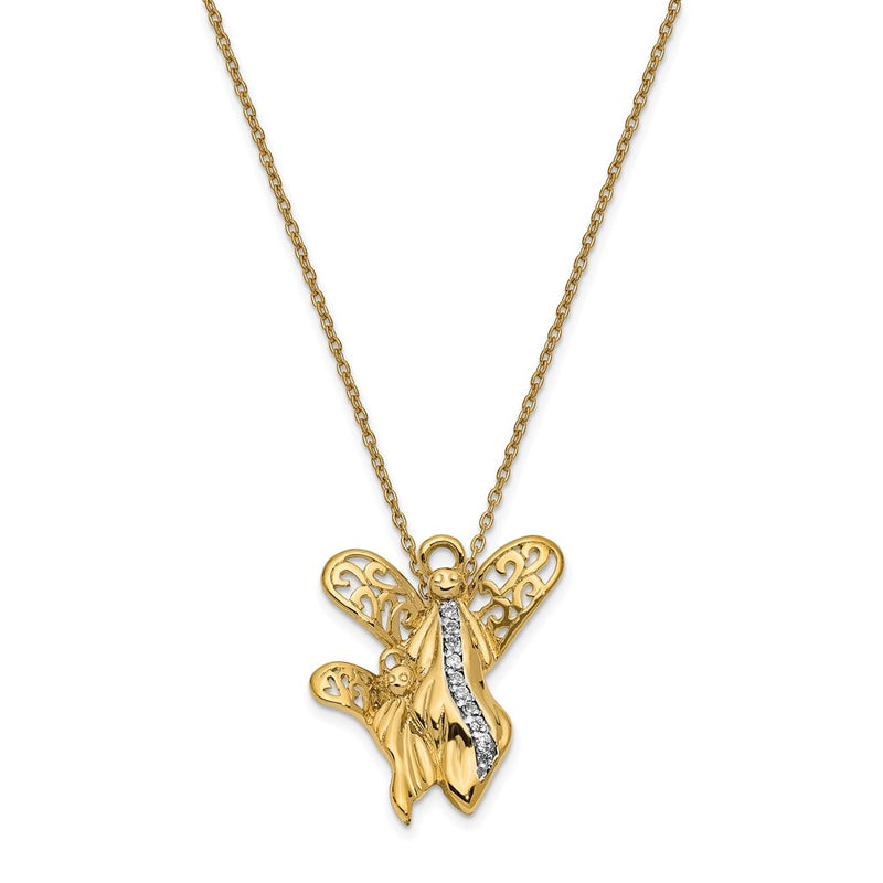 Sterling Silver Sentimental Expressions Gold-Plated Cz Angel Of Motherhood 18In Necklace