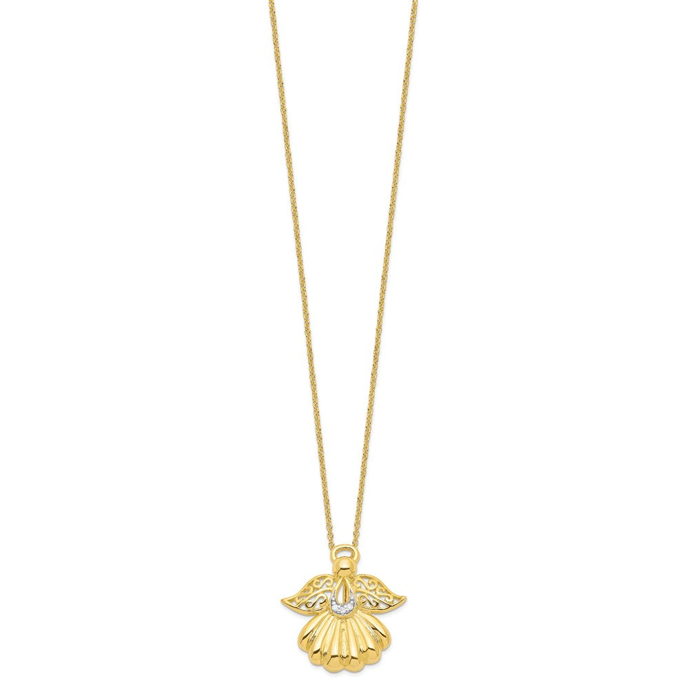 Sterling Silver Sentimental Expressions Gold-Plated Cz Angel Of Remembrance 18In Necklace