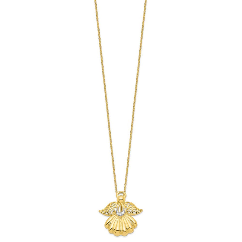 Sterling Silver Sentimental Expressions Gold-Plated Cz Angel Of Remembrance 18In Necklace