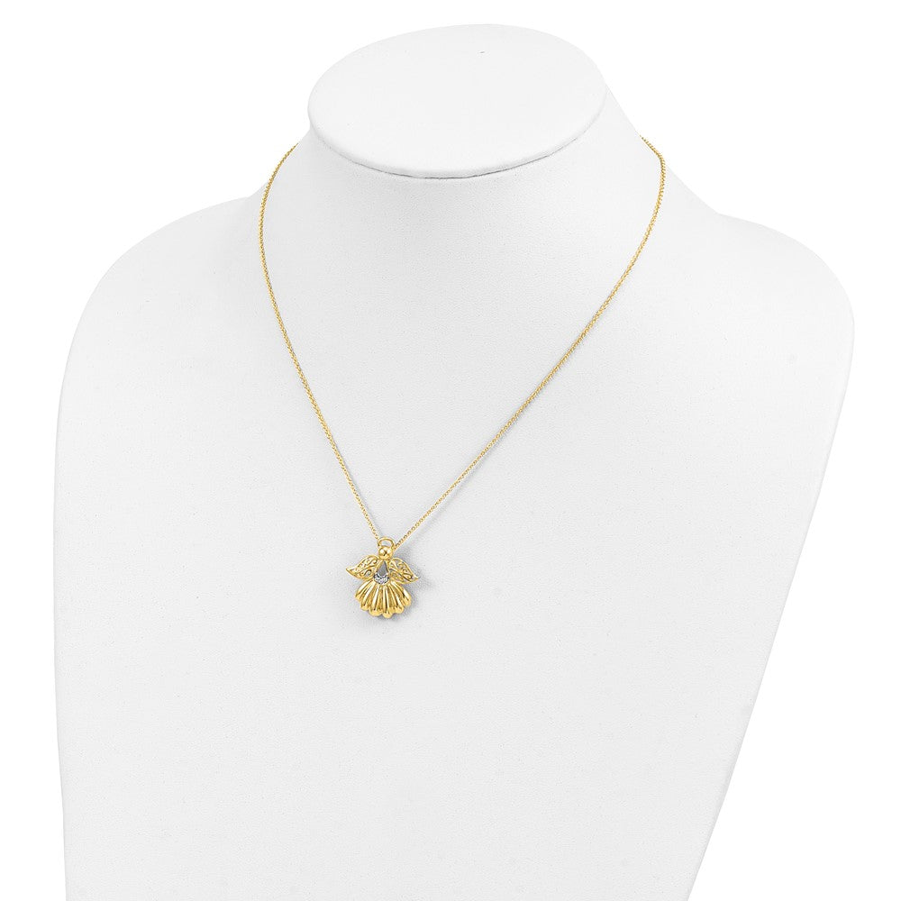 Sterling Silver Sentimental Expressions Gold-Plated Cz Angel Of Remembrance 18In Necklace
