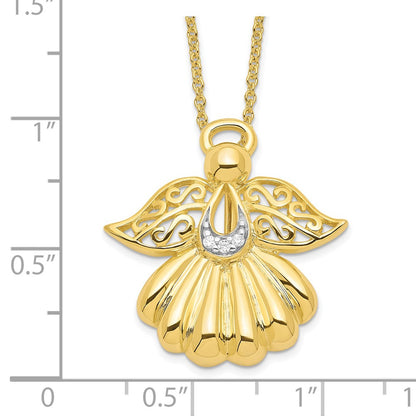 Sterling Silver Sentimental Expressions Gold-Plated Cz Angel Of Remembrance 18In Necklace