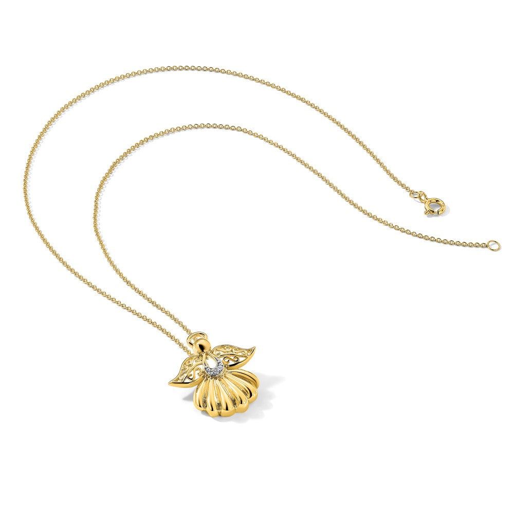 Sterling Silver Sentimental Expressions Gold-Plated Cz Angel Of Remembrance 18In Necklace