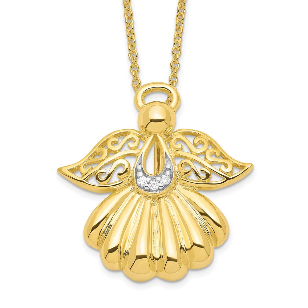 Sterling Silver Sentimental Expressions Gold-Plated Cz Angel Of Remembrance 18In Necklace