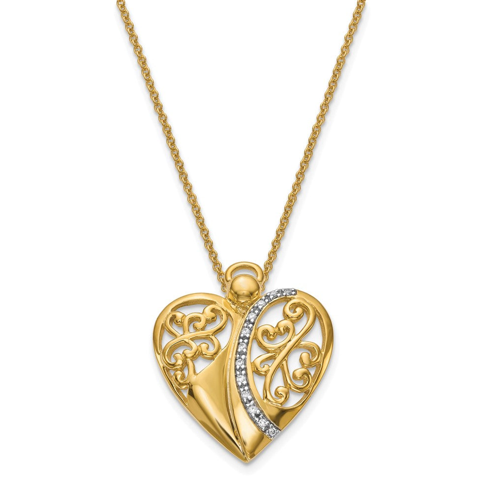 Sterling Silver Sentimental Expressions Gold-Plated Cz Angel Of Love 18In Necklace