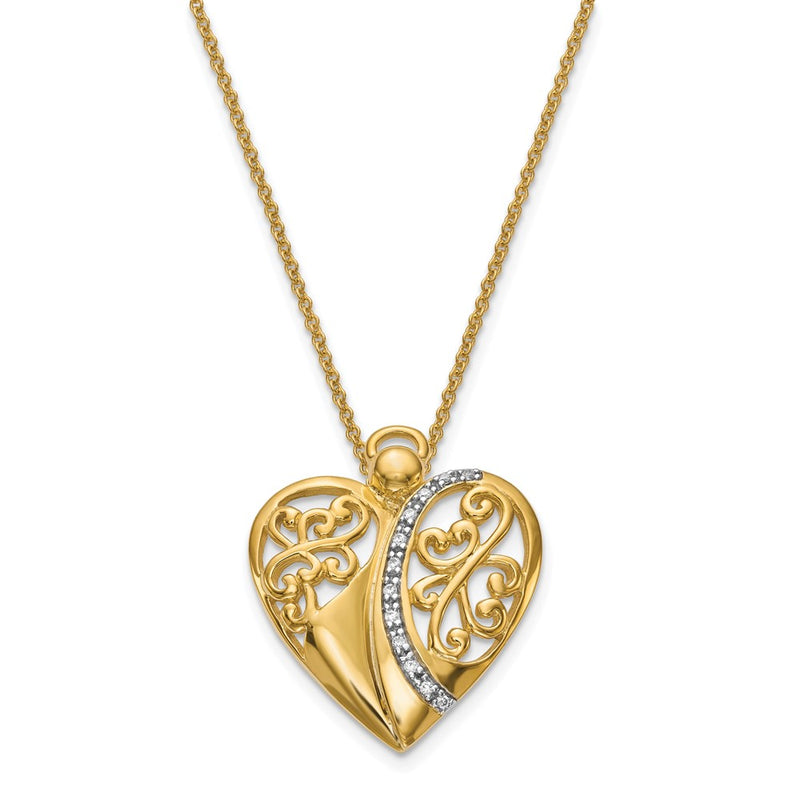 Sterling Silver Sentimental Expressions Gold-Plated Cz Angel Of Love 18In Necklace